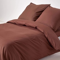 Homescapes 3-teiliges Perkal-Bettwäsche-Set braun aus 100% ägyptischer Baumwolle, 1 Bettbezug 240x220 cm & 2 Kissenbezüge 80x80 cm