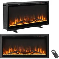 COSTWAY 36" Elektrokamin 750W/1500W, Kaminheizung mit Touchscreen & Fernbedienung & 8H Timer, Wandkamin elektrisch Flammen in 9 Farben mit 5 Helligkeitsstufen, 91,5x45x14cm