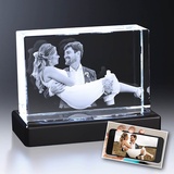 Naispanda Personalisierter 3D Kristall mit Foto, Benutzerdefinierte 3D Kristall foto, Bilderrahmen, Lasergravur-Kristallfoto, bestes Geschenk für Denkmal, Hochzeit, Geburtstag, Abschluss