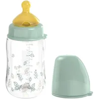 Nip – Weithalsflasche | Babyflasche mit Ventil für optimalen Lufteinstrom und zwei Naturkautschuk-Trinksauger. Stillfreundliche Babyflasche aus robustem Material | Gr. S & M, 260ml, Türkis