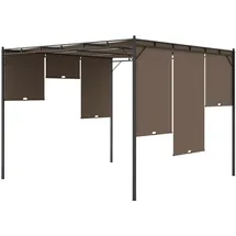 vidaXL Gartenpavillon 4 x 3 m inkl. 4 Seitenteile Taupe