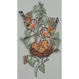 Stickereien Plauen Fensterbild "Vogelnest" Gr. 1, bunt (grün, braun, weiß), B:21cm H:38cm, Polyester, Fensterbilder