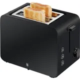 WMF Stelio Toaster 2 Scheiben Edelstahl, Doppelschlitz Toaster mit Brötchenaufsatz, Bagel-Funktion, 7 Bräunungsstufen, 900 W, Toaster edelstahl matt schwarz