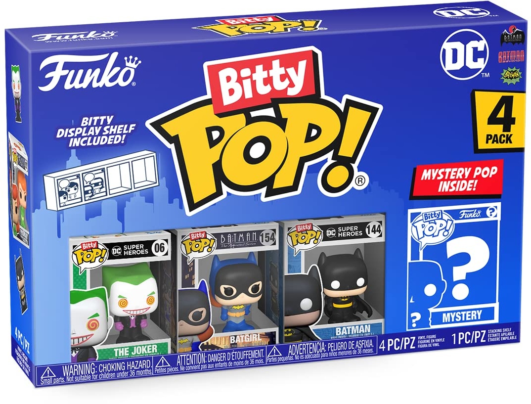 Funko Bitty Pop! DC - Batman, Batgirl, The Joker und eine Überraschungs-Mini-Figur - 0.9 Inch (2.2 cm) - DC Comics Sammlerstück Stapelbares Display-Regal Inklusive - Geschenkidee