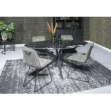 Esszimmertisch Küchentisch Tisch Marble Spider Stahl Marmor schwarz Oval 180 cm