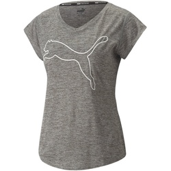 PUMA Train Favorite Heather Cat Trainingsshirt Damen medium gray heather/outline cat S