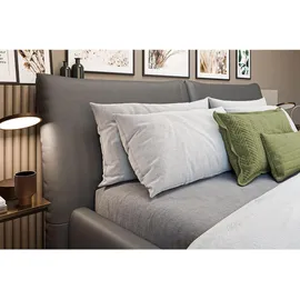 KAWOLA Bett HENRY Polsterbett Leder schwarz 140x200cm