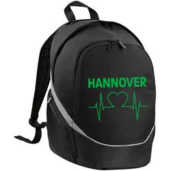 multifanshop Rucksack - Hannover - Herzschlag - Druck grün - Tasche