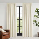KGORGE Thermovorhang Hitzeschutz Kräuselband Thermo Gardinen 2er Set 240 x 140 cm(HxB) Wärmeschutzvorhang Verdunklungsvorhang für Schienensystem Wohnzimmer Gardinen, Hellbeige