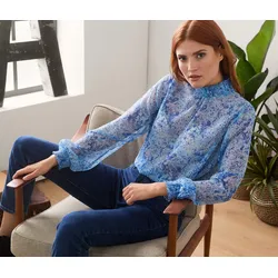 Tchibo - Bluse mit Stehkragen - Damen - Gr. 34 - blau