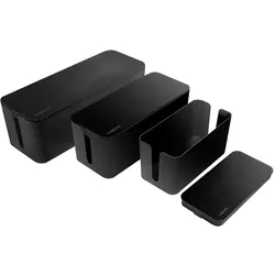 LogiLink Kabelbox-Set 3 Größen zum Verstecken von Kabelgewirr schwarz