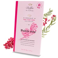 Dolfin 3er-Pack Zartbitter-Schokolade mit rosa Pfeffer - Klassische belgische Schokolade mit dem heißen Geschmack würzigen Pfeffers - Premium-Süßigkeiten - Hergestellt in Belgien, 210 g