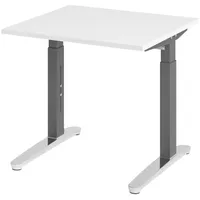 Bümö Schreibtisch Weiß, Graphit, Nachbildung, Quadratisch, 80x74x80 cm, FSC