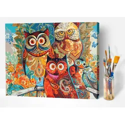 Malen nach Zahlen Set - Abstrakte Eulen