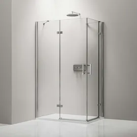 nextrend - gmbh Bernstein DX407 Eckdusche mit Schwingtüren rechts 90 x 100 cm Silber Echtglas