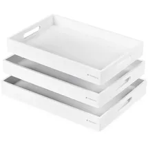 Navaris Serviertablett Tablett aus Bambus - 3x Servierplatte Frühstückstablett stapelbar - rechteckig für Snacks Vorspeisen Kaffee Getränke