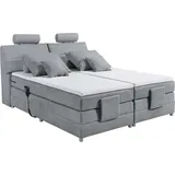 Palermo 180x200 cm Boxspringbett mit Motor Hellgrau, Ausführung:Variante 4