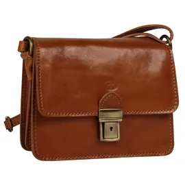 Piké Umhängetasche echt Leder, Made in Italy, braun