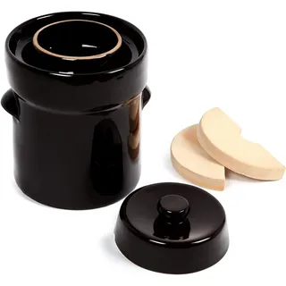 MS-Steinzeug Fermentationsglas Gärtopf 5 Liter braun, Steinzeug, (hochwertig gebrannt, langlebig, mit Rezept), Fermentieren, Einmachen, Milchsäuregärung, Konservieren braun