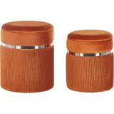 Beliani Pouf mit Stauraum Samtstoff Orange 2er Set CAMDENTON