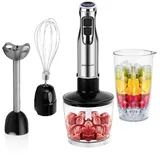 Aigostar Stabmixer Stabmixer Set 4 in 1,Pürierstab Edelstahl Rührstab 6 Geschwindigkeiten, 1000,00 W, stabmixer set 4 in 1, Variable Geschwindigkeit und Turbo schwarz