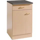 Lomadox - Küchen-Unterschrank 1-türig SALERNO-03 Buche Dekor Breite 50 cm