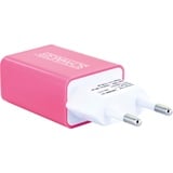 SCHWAIGER LAD300P 511 Ladegerät USB 2.0 A Ladeadapter für 230V Steckdosen Eurostecker Pink Rosa integriertes Multischutzsystem für Smartphones Tablet iPhone Samsung Galaxy Huawei LG Google Pixel