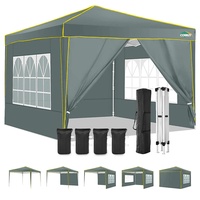 COBIZI Pavillon 3x3m | Wasserdicht | mit Seitenwand | Pop-Up Klicksystem | UV-Schutz 50+ | Faltpavillon | Gartenzelt | Partyzelt | Metall-Verstrebungen | Stabil | Strand Hochzeit Camping