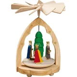 Richard Glaesser Weihnachtspyramide Wärmespiel Heilige Drei Könige, Höhe 11 cm, Handwerkskunst original Erzgebirge