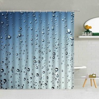 Duschvorhang 240x200 Wassertropfen Duschrollo Wasserabweisend Anti-Schimmel mit 12 Duschvorhangringen, 3D Bedrucktshower Shower Curtains, für Duschrollo für Badewanne Dusche