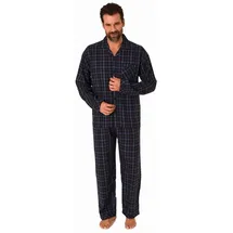 normann langarm Flanell Pyjama Set Schlafanzug zum durchknöpfen - 70909 in schwarz | Gr.: 52