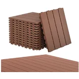 FIVMEN Terrassendielen Balkonfliesen 30x30cm, Terrassenfliesen in Holzoptik, (22-St., Bodenbelag für Balkon, Terrasse, Außenbereich, Dunkelkaffee), Wasserfeste Gartenfliesen Kunststoff mit Klick-System braun