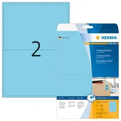 HERMA Farbige Etiketten 199,6 x 143,5 mm, 40 Etiketten, blau, ablösbar