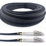 Elfcam Elfcam® - Gepanzerte Glasfaser-kabel LC/UPC auf LC/UPC OM3 Multimode Duplex 50/125um LSZH, LWL-Kabel LC für den Innen- und Außenbereich, Schwarz, 150M