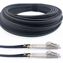 Elfcam Elfcam® - Gepanzerte Glasfaser-kabel LC/UPC auf LC/UPC OM3 Multimode Duplex 50/125um LSZH, LWL-Kabel LC für den Innen- und Außenbereich, Schwarz, 150M