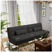 COMHOMA Sofa Schlafsofa mit Schlaffunktion, Bettsofa, Couch Gästebett mit verstellbare Rückenlehne aus Stoff schwarz