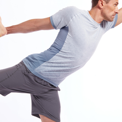 T-Shirt dynamisches Yoga nahtlos Herren blau/grau