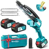 8 Zoll Mini Kettensäge mit Akku 8000mAh Seesii Mini Kettensäge Elektro mit Automatischer Öler und 2 Akku 4000mAh, Handkettensäge Akku für