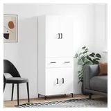 furnicato Highboard Weißes aus Holzwerkstoff und Metall 69,5 x 34 x 180 cm (1 St), Stabiler Schrank mit viel Stauraum und Türen für Ihr Wohnzimmer weiß 69.5 cm x 180 cm x 34 cm