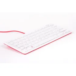 offizielle Raspberry Pi Tastatur, FR-Layout, inkl. 3 Port USB Hub, rot/weiß
