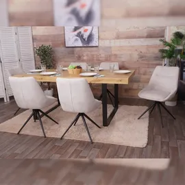 Mendler 2er-Set Esszimmerstuhl HWC-M65, Küchenstuhl Lehnstuhl Stuhl, drehbar Auto-Position Metall Stoff/Textil ~ creme-beige