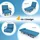 Costway 4 in 1 Schlafsessel Klappbar, Schlafsofa mit 5 stufig Verstellbarer Rückenlehne & abnehmbarem Kissen & gepolstertem Sitz, Sofabett mit Met... - Blau
