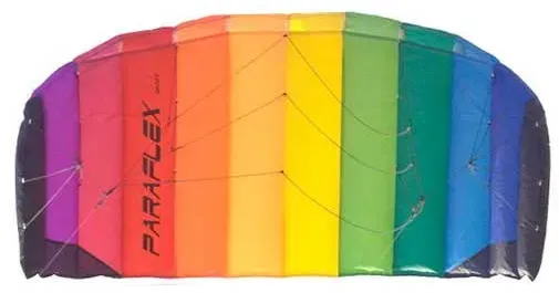 Lenkdrachen 120 cm Spannweite, 45 m Polyesterleine, regenbogenfarben Ripstop-Polyester - Paraflex Rainbow - Ohne Stangen, Tragetasche