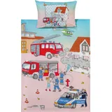 Erwin Müller Polizei und Feuerwehr bunt 135 x 200 cm + 80 x 80 cm