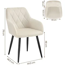 Woltu Esszimmerstuhl Samt Cremeweiß 4er Set