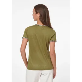 Madeleine Trendiges Kurzarmshirt V-Ausschnitt in khaki multicolor), | Gr.: 38