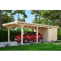Einzelcarport SKANHOLZ "Emsland", beige (natur), H: 223cm, Carports, mit Abstellraum, versch. Farben