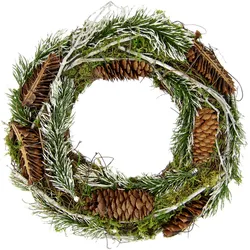 Kunstkranz I.GE.A. "Natur-Kranz Tannenzweige/Zapfen/Reisig", beige (natur), B:25cm H:25cm L:7cm, Natur, Kunstpflanzen, Weihnachtskranz Dekokranz Kranz Adventskranz Türkranz Weihnachtsdeko