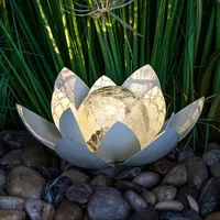 Spetebo LED Solar Lotusblüte mit Crackleglas Kugel - 25