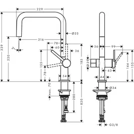 Hansgrohe Talis M54 U 220 1jet chrom 72807000